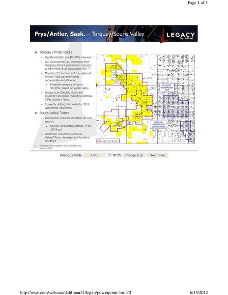 JUNE 2012 CORPORATE PRESENTATION – Legacy Oil + Gas Inc. – slide 27