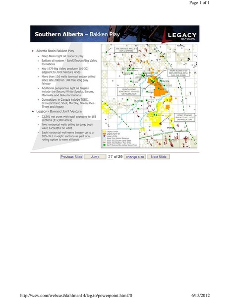 JUNE 2012 CORPORATE PRESENTATION – Legacy Oil + Gas Inc. – slide 28