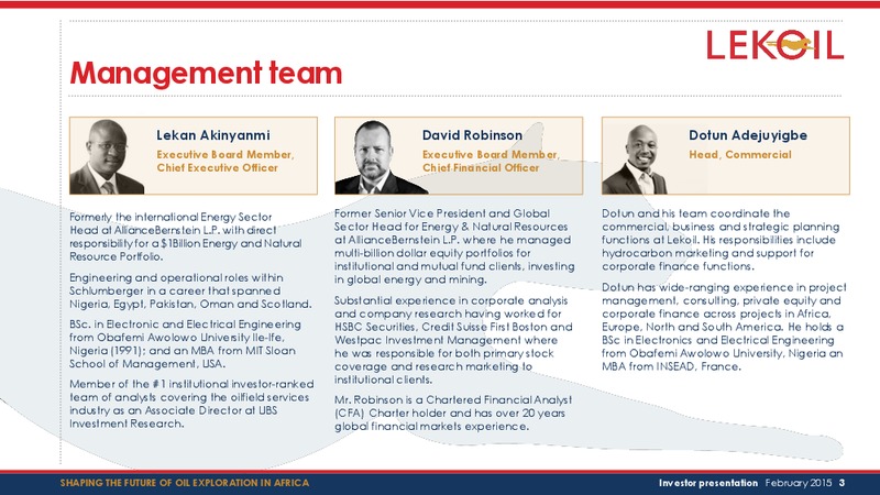 Investor Presentation – Lekoil – slide 3