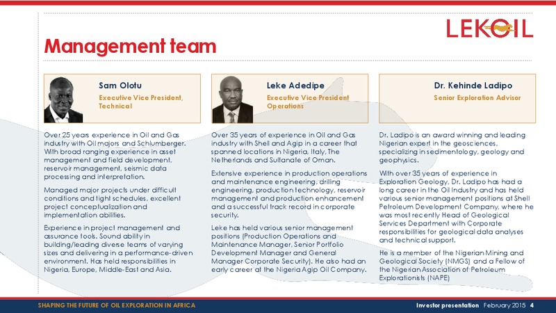 Investor Presentation – Lekoil – slide 4