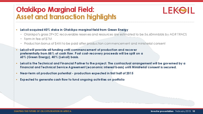 Investor Presentation – Lekoil – slide 10