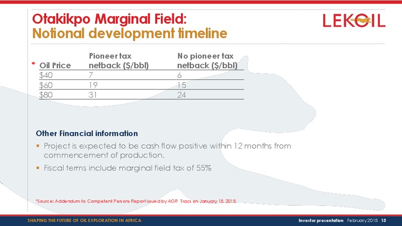 Investor Presentation – Lekoil – slide 13