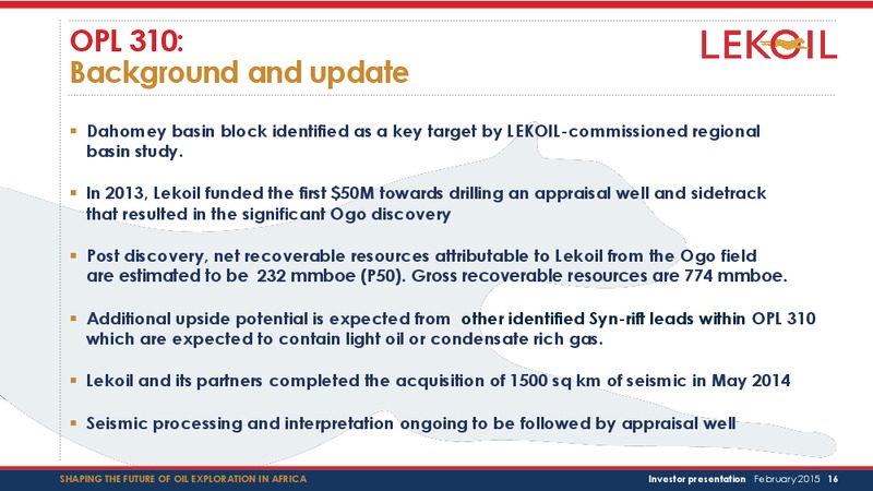Investor Presentation – Lekoil – slide 16