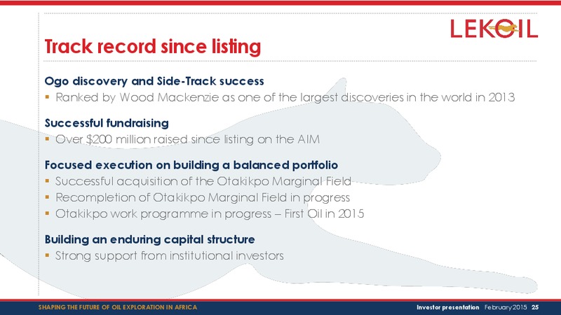 Investor Presentation – Lekoil – slide 25