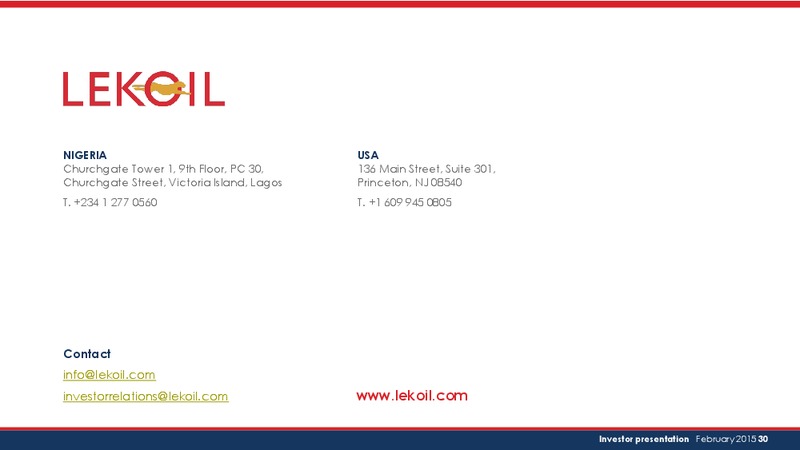 Investor Presentation – Lekoil – slide 30