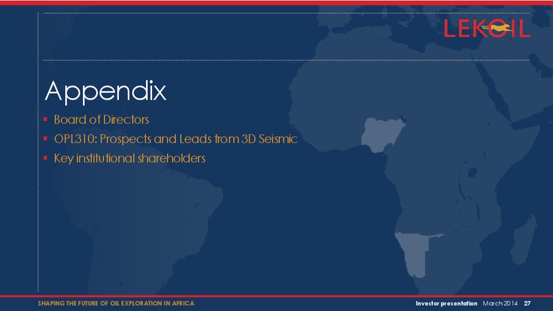 Investor presentation – Lekoil – slide 27