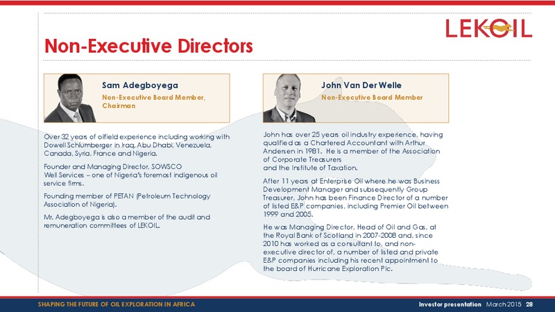 Investor presentation – Lekoil – slide 28