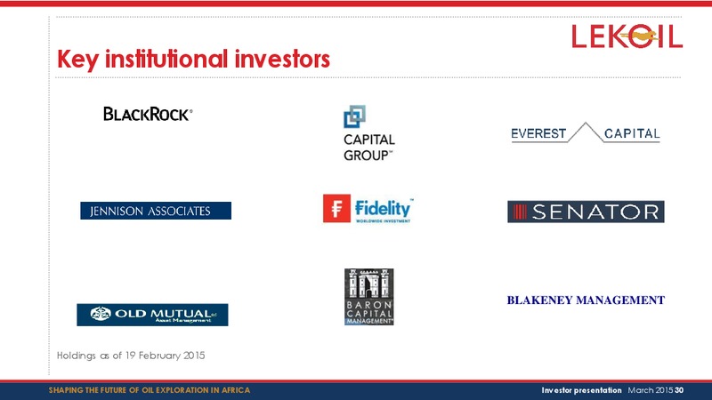 Investor presentation – Lekoil – slide 30
