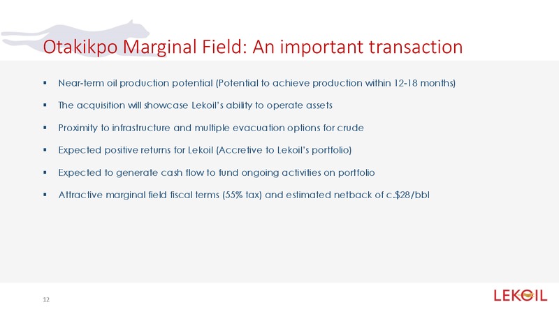 Investor Presentation – Lekoil – slide 11