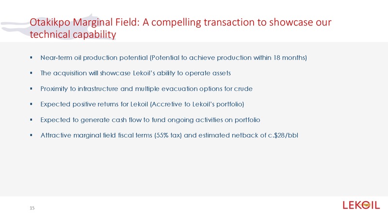 Investor Presentation – Lekoil – slide 15