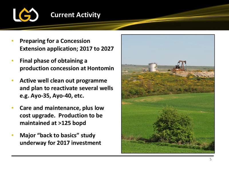 Investor Update – Leni Gas & Oil – slide 5