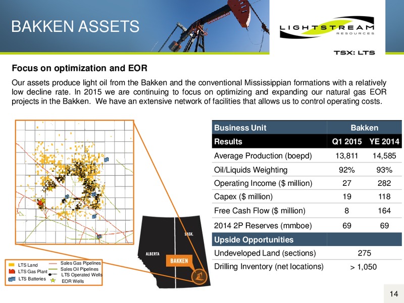 MAY 2015 CORPORATE PRESENTATION – Lightstream Resources Ltd. – slide 13