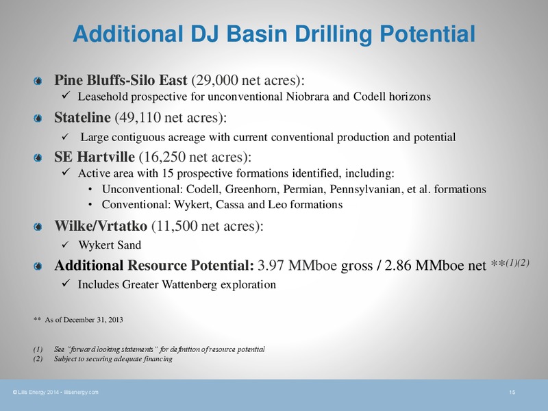 Corporate Presentation – Lilis Energy Inc. – slide 12