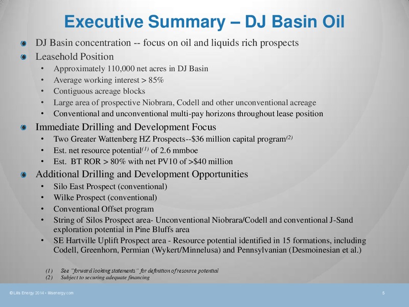 Corporate Presentation – Lilis Energy Inc. – slide 4