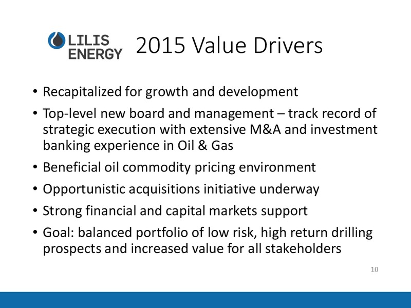 INVESTOR PRESENTATION – Lilis Energy Inc. – slide 9