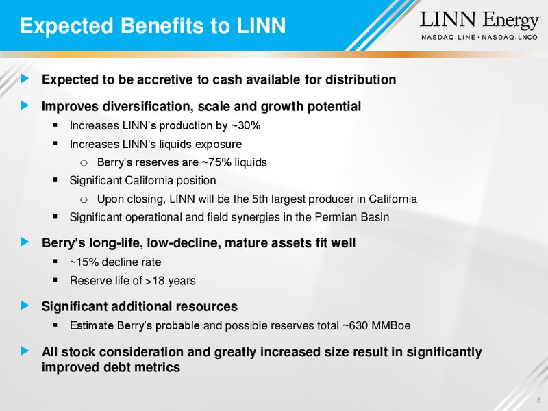 MERGER OVERVIEW – Linn Energy, Llc – slide 4