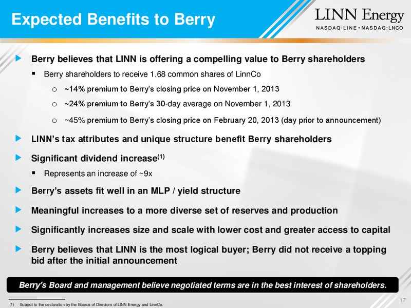 MERGER OVERVIEW – Linn Energy, Llc – slide 16