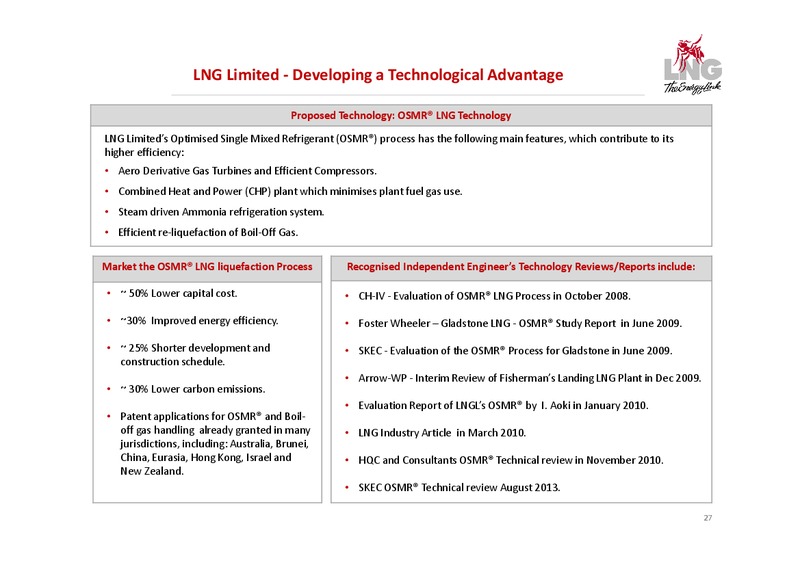 Shareholder Presentations – Liquefied Natural Gas Ltd. – slide 27