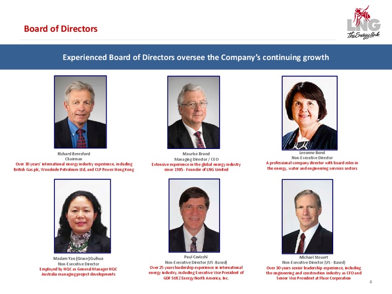 SHAREHOLDER PRESENTATION – LNG Limited – slide 4