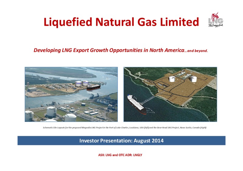 Investor Presentation – LNG Limited – slide 1