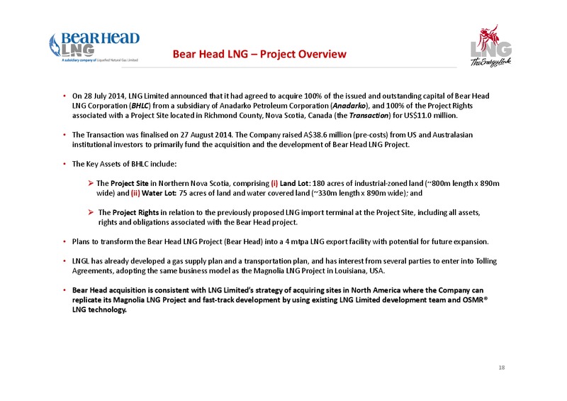 Shareholder Presentations – LNG Limited – slide 18