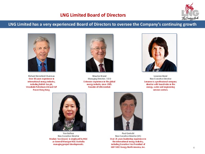Company Overview – LNG Limited – slide 4