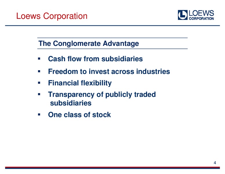 Sanford C Bernstein And Co Strategic Decisions conference – Loews Corporation – slide 4