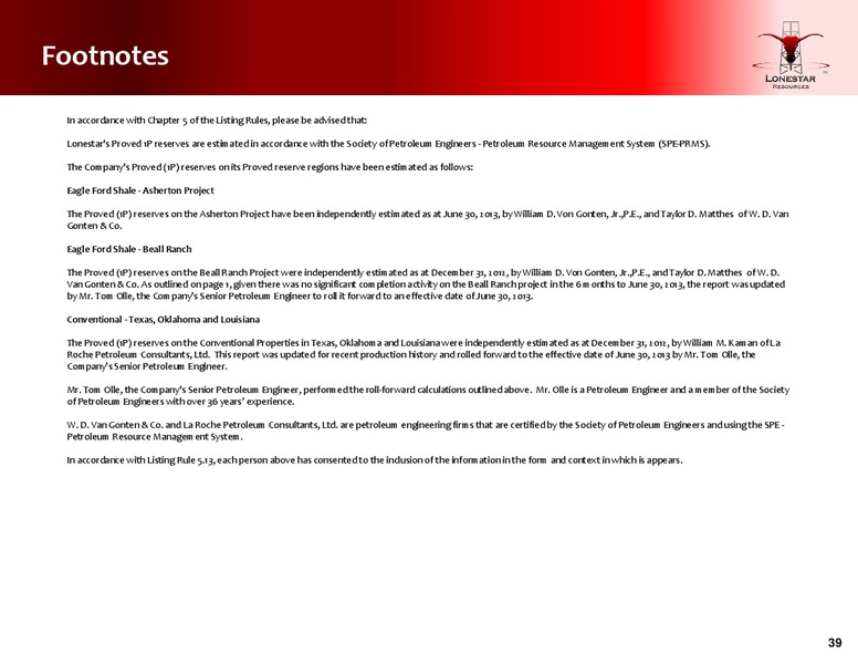 Investor Presentation – Lonestar Resources Ltd. – slide 38