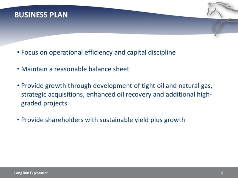 INVESTOR UPDATE – Long Run Exploration Ltd. – slide 31