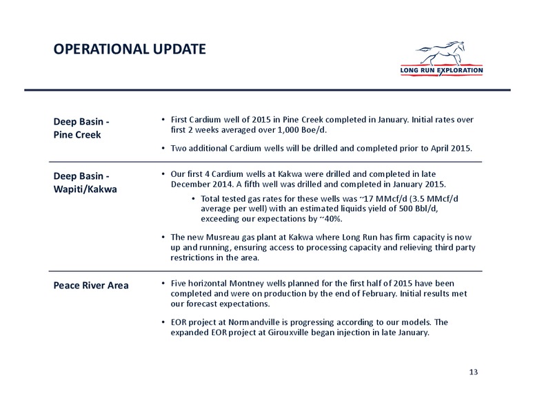March 2015 Invetor Update – Long Run Exploration Ltd. – slide 13