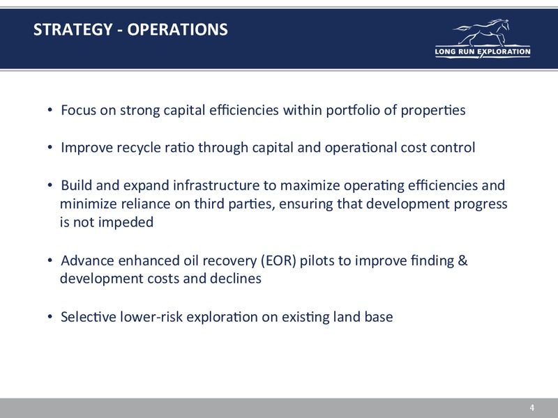 INVESTOR UPDATE – Long Run Exploration Ltd. – slide 4