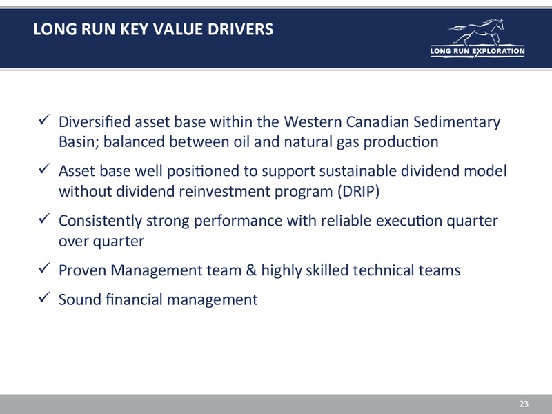 INVESTOR UPDATE – Long Run Exploration Ltd. – slide 23