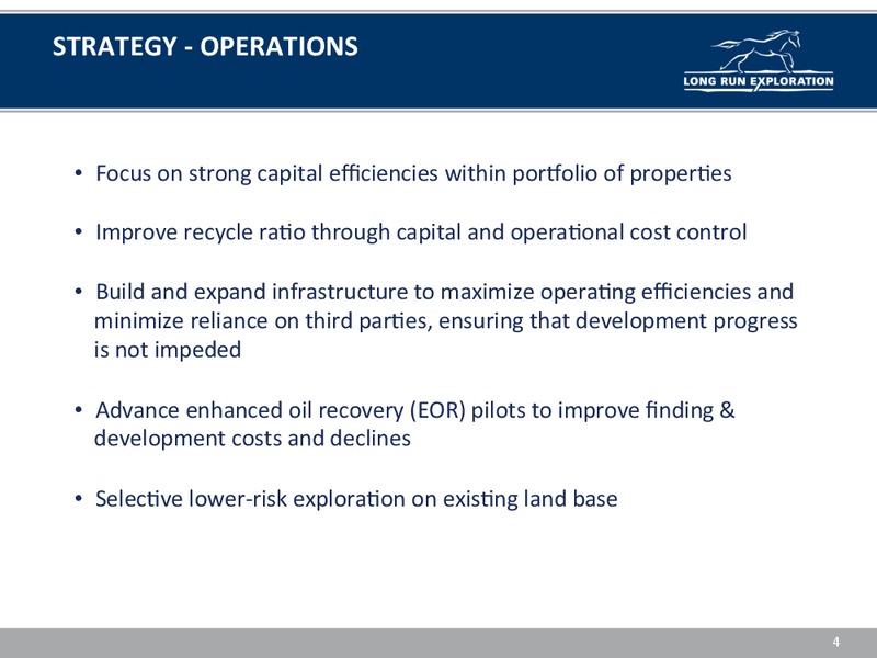INVESTOR UPDATE – Long Run Exploration Ltd. – slide 4