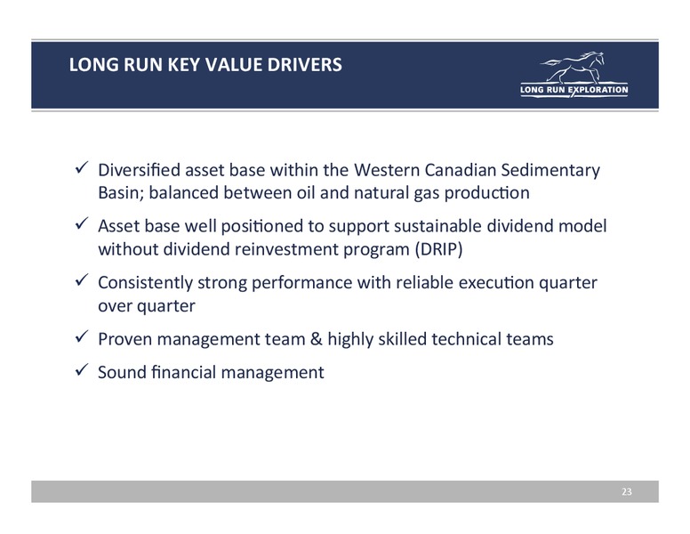 Investor Update – Long Run Exploration Ltd. – slide 23