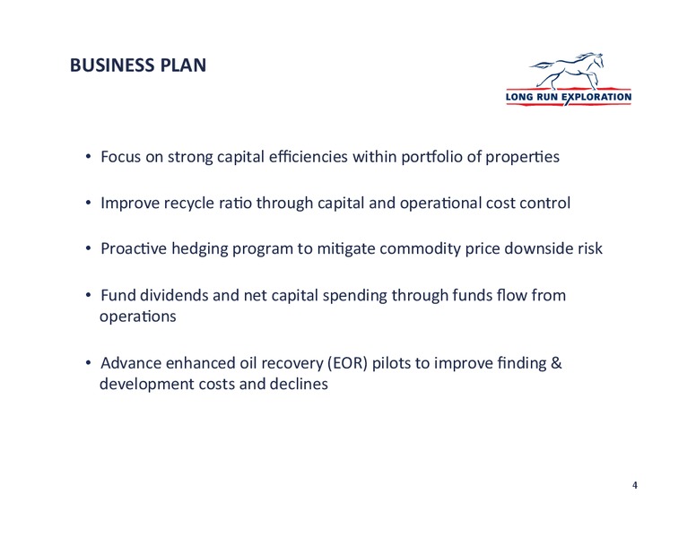 INVESTOR UPDATE – Long Run Exploration Ltd. – slide 4