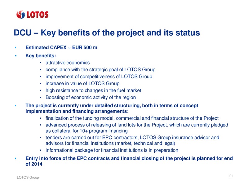 Proposed Rights Issue – Lotos Group – slide 20
