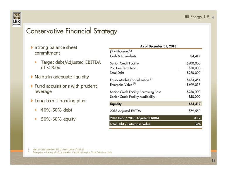 IPAA 2014 OGIS New York – LRR Energy LP – slide 14