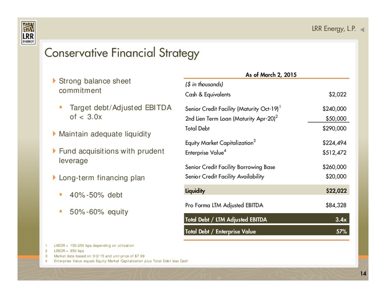 Capital Link MLP Conference – LRR Energy LP – slide 14