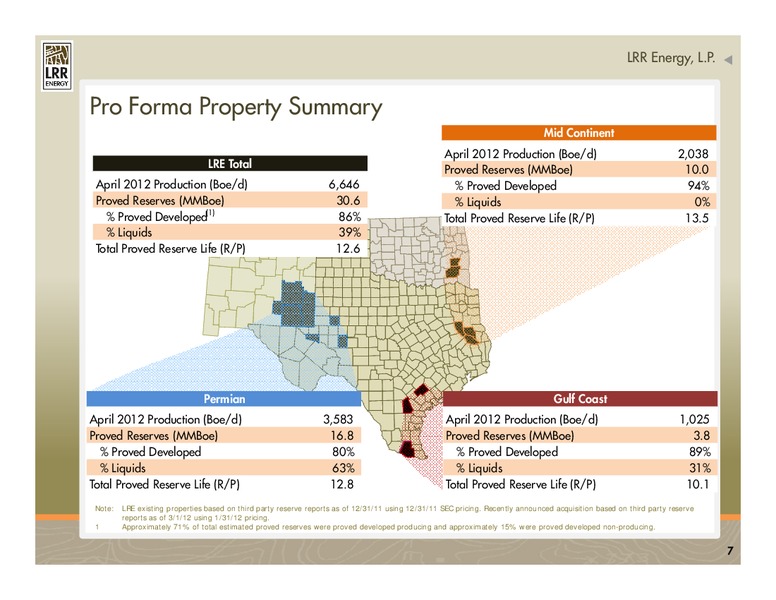 JULY 2012 INVESTOR PRESENTATION – LRR Energy LP – slide 7
