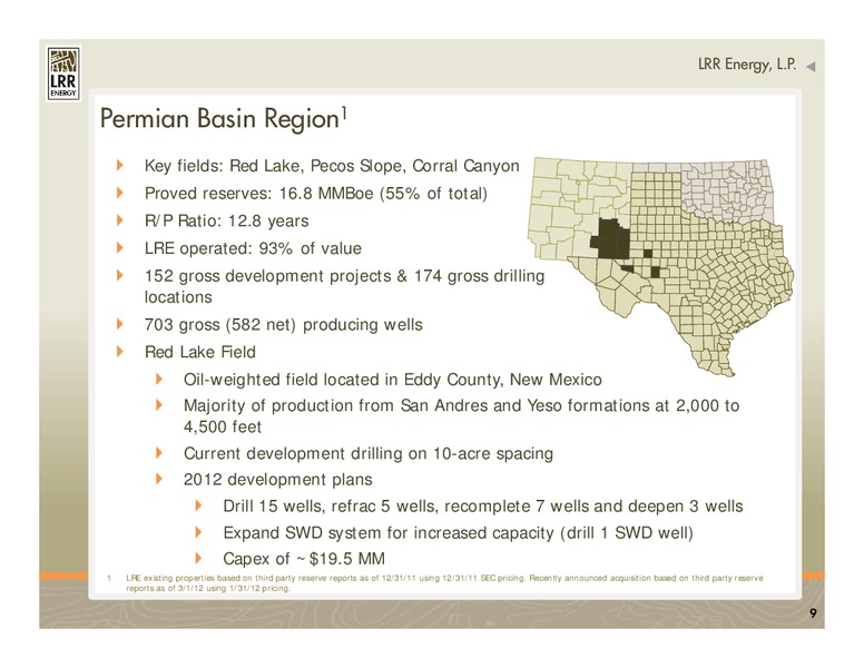 JULY 2012 INVESTOR PRESENTATION – LRR Energy LP – slide 9