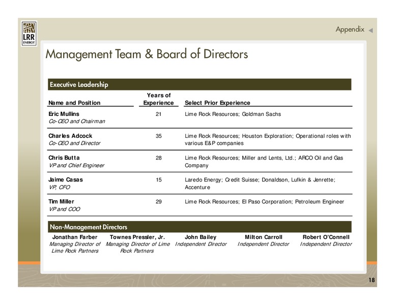 JULY 2012 INVESTOR PRESENTATION – LRR Energy LP – slide 18