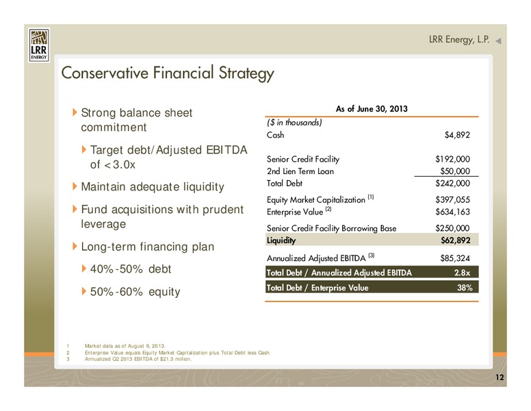 CITIGROUP MLP CONFERENCE – LRR Energy LP – slide 12