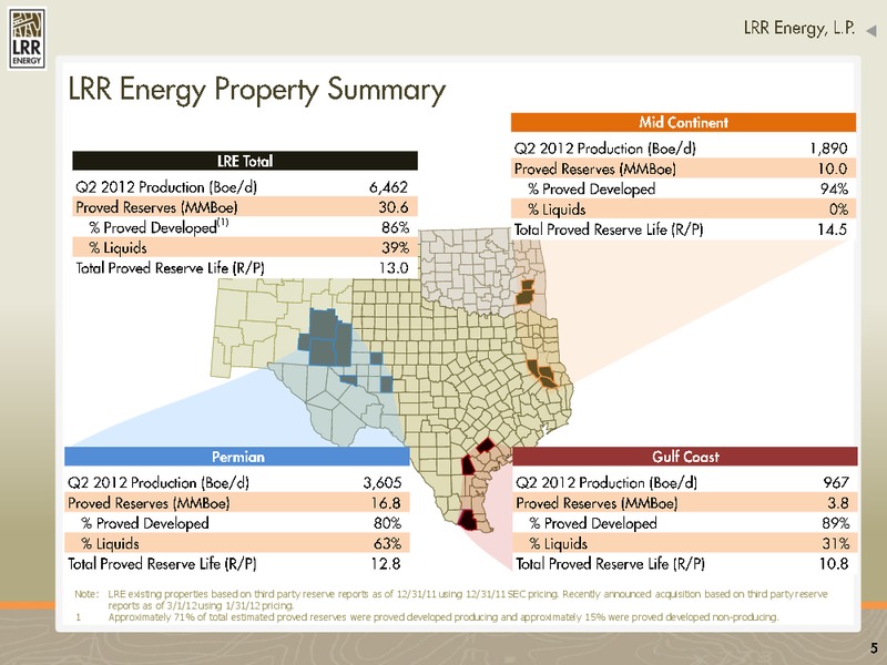 SEPTEMBER 2012 CORPORATE PRESENTATION – LRR Energy LP – slide 5