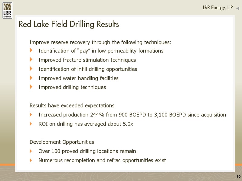 SEPTEMBER 2012 CORPORATE PRESENTATION – LRR Energy LP – slide 16
