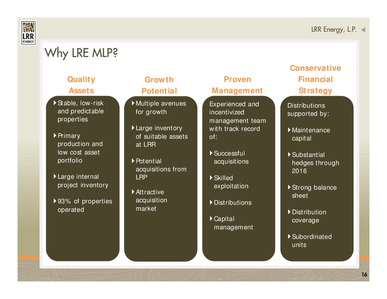 NOVEMBER 2012 INVESTOR PRESENATION – LRR Energy LP – slide 16