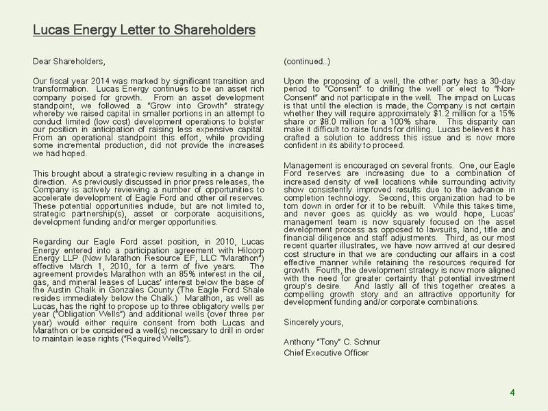 Corporate Presentation – Lucas Energy, Inc. – slide 3