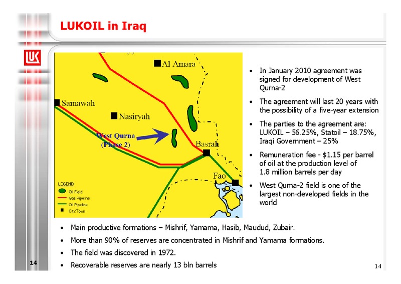 1Q 2010 RESULTS – LUKOIL – slide 14