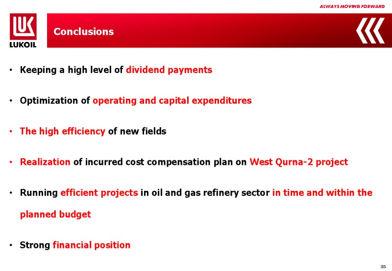 1Q 2015 Financial Results – LUKOIL – slide 34