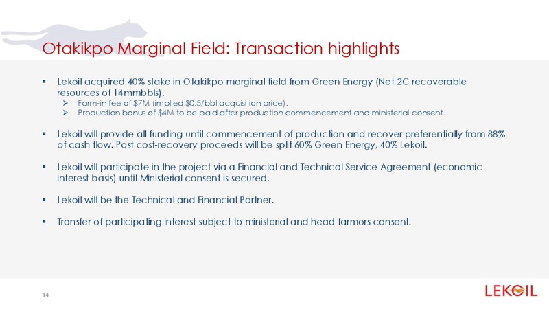 INVESTOR PRESENTATION – LUKOIL – slide 14