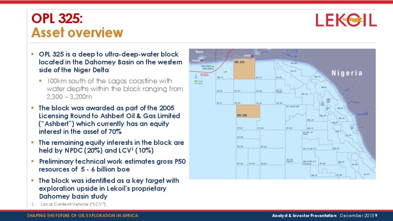 December 2015 Investor Presentation – Lekoil – slide 9
